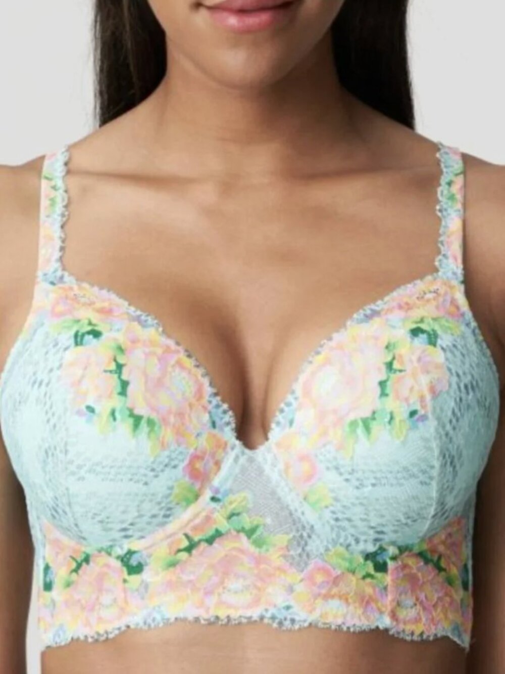 PRIMADONNA Twist Efforia Deep Plunge Moulded Bra in Hawaiian Dream Lace 30F